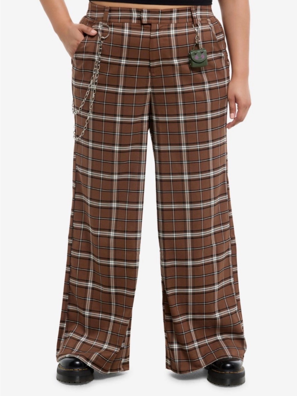 Hot Topic Brown Plaid Wide-Leg Pants